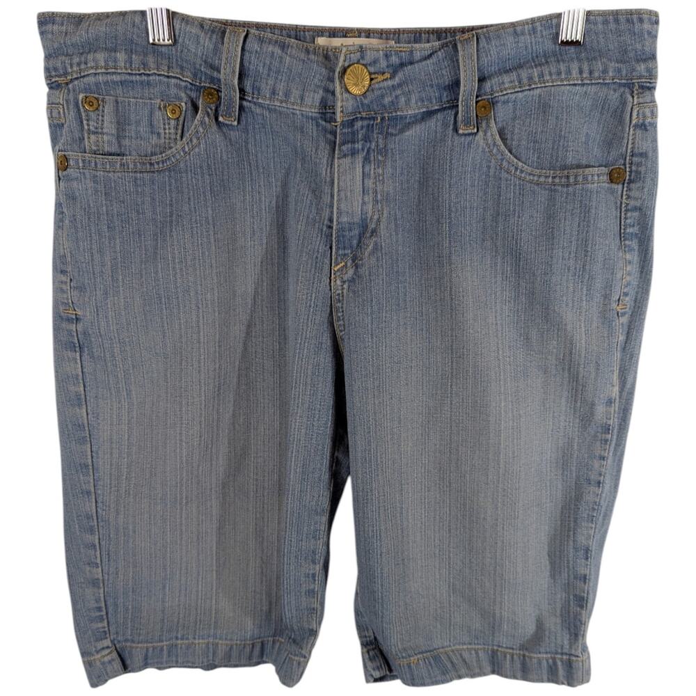 Signature Levis Jean Shorts Light Blue Bermuda Denim Size Misses 12 Long 37x11.5
